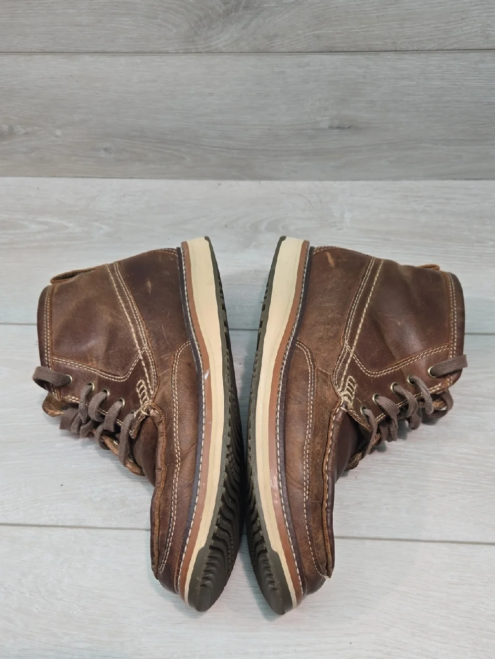 Ariat Men's 10025144 Brown Leather Moc Soft Toe Work Boots Classic Lace-Up Sz 9D